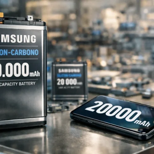 Vazamento revela: Samsung testa baterias de silício-carbono de até 20.000 mAh para smartphones.